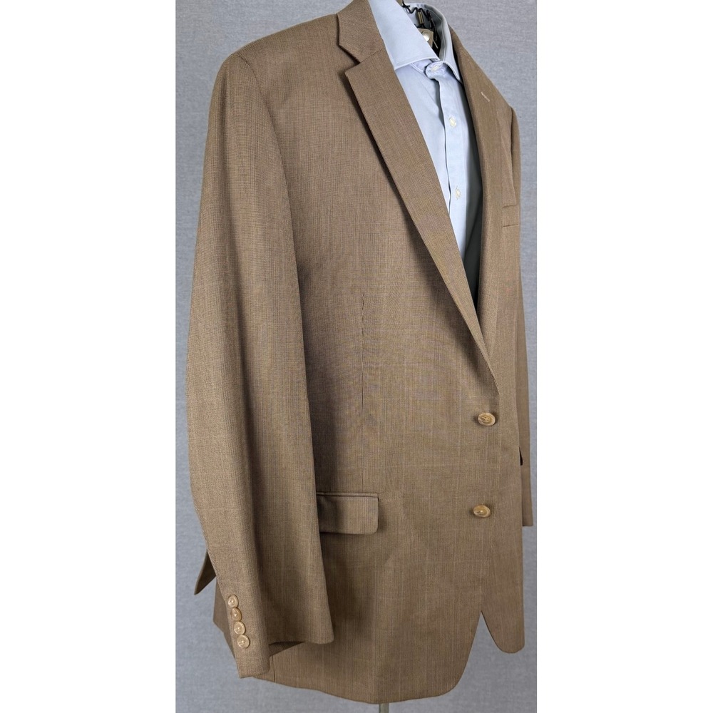 Ralph Lauren Mens 48L Brown Micro Houndstooth Two Button Blazer Coat